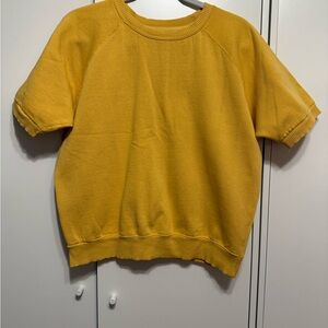 Urban Outfitters Short Sleeve Sweatshirt in Mustard